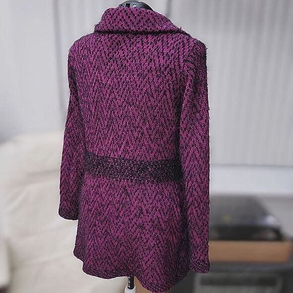 Bailey purple longline fuzzy sweater jacket size M - Picture 2 of 13